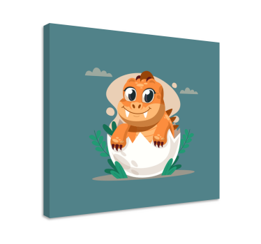 Canvas schilderij dinosaurussen Dinosaurus baby in schelp - TenStickers