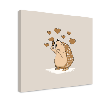 Canvas schilderij dieren gelukkige egel harten - TenStickers