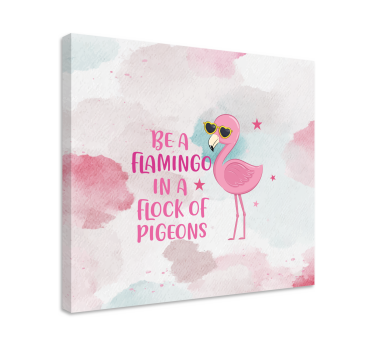 Canvas schilderij dinosaurus flamingo met zonnebril - TenStickers