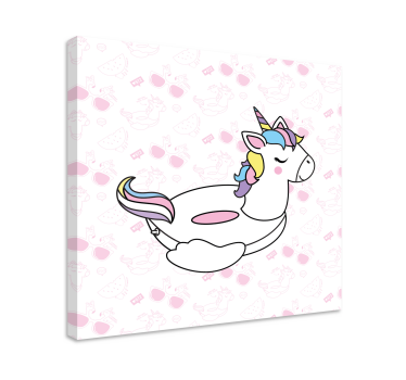 Met roze zonnebril Canvas schilderij eenhoorn - TenStickers