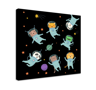 Canvas schilderij dieren kosmisch dierenavontuur - TenStickers