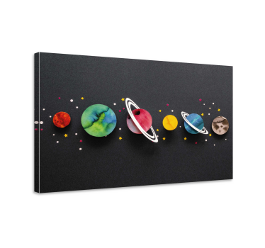 Canvas schilderij dinosaurus ruimte planeten systeem - TenStickers