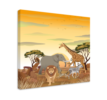 Canvas schilderij olifant savanne dierenleven - TenStickers