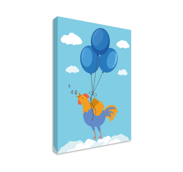 Canvas schilderij dieren zingende haan ballonnen - TenStickers