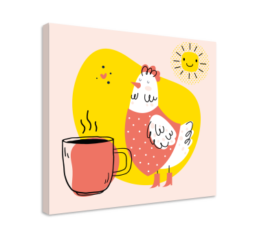 Canvas schilderij dieren vrolijke kip ochtend - TenStickers