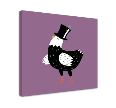 Canvas schilderij vogels dappere vogel in hoed - TenStickers