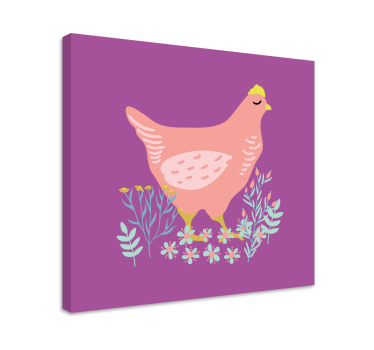 Charmante roze kip Canvas schilderij dieren - TenStickers