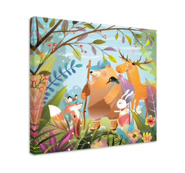 Bosvrienden avontuur Canvas schilderij dieren - TenStickers