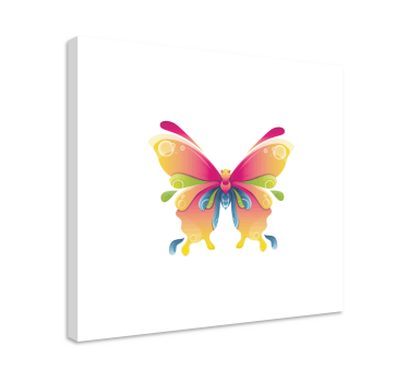 Witte achtergrond Canvas schilderij vlinder - TenStickers