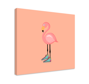 Canvas schilderij vogels stijlvolle flamingo skater - TenStickers