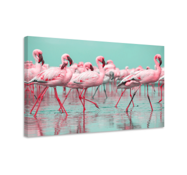 Flamingo bijeenkomst Canvas schilderij dieren - TenStickers