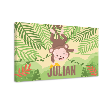 Canvas schilderij dinosaurus aap hangplezier - TenStickers