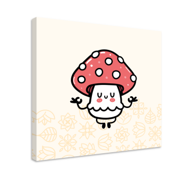 Canvas schilderij dinosaurus schattig paddenstoeltje - TenStickers