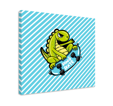 Canvas schilderij dinosaurus dino skateboard pret - TenStickers