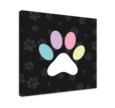 Canvas schilderij hond kleurrijke pootafdruk - TenStickers