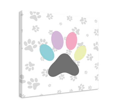 Kleurrijke pootafdrukken Canvas schilderij hond - TenStickers