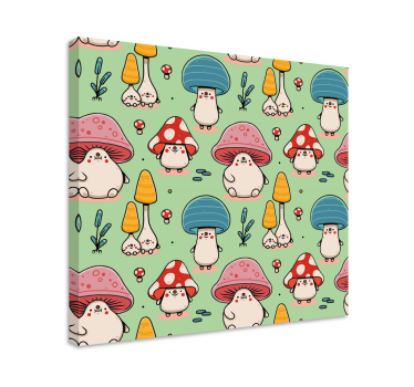 Canvas schilderij dieren schattige paddenstoelen wezens - TenStickers