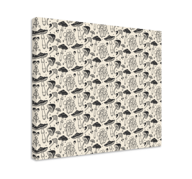 Canvas schilderij dinosaurus met paddenstoelenpatroon - TenStickers