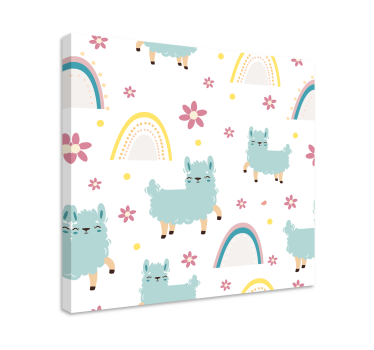 Canvas schilderij dieren lama en bloemen - TenStickers