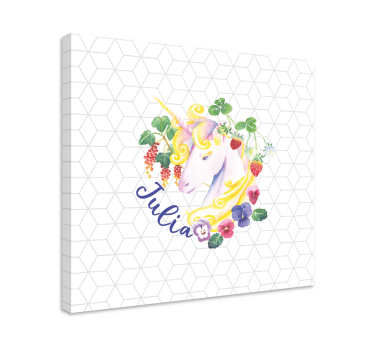 Canvas schilderij eenhoorn bloemenarrangement - TenStickers