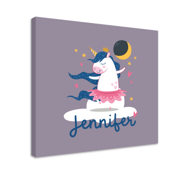 Dansende eenhoorn fantasie Canvas schilderij dinosaurus - TenStickers