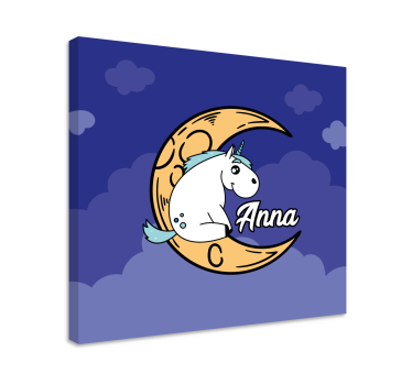 Canvas schilderij eenhoorn maan scène - TenStickers