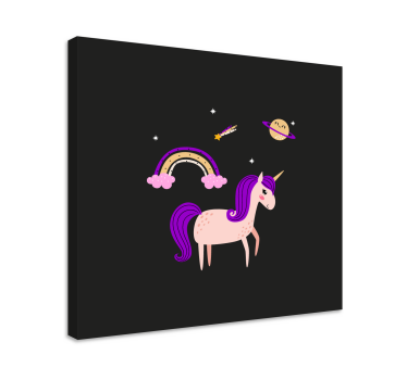 Canvas schilderij eenhoorn schattig eenhoorn droomland - TenStickers