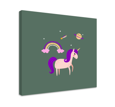 Canvas schilderij eenhoorn dromerige eenhoorn avontuur - TenStickers