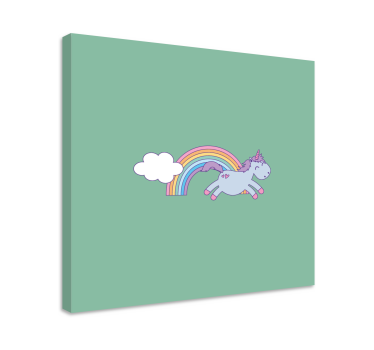 Canvas schilderij eenhoorn blije eenhoorn springend - TenStickers