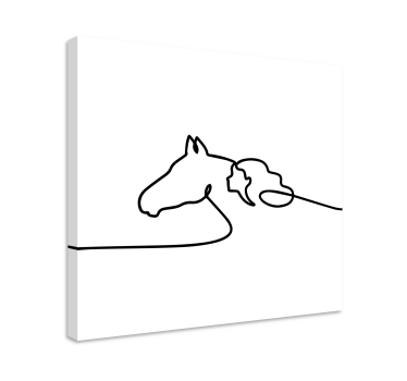 Canvas schilderij paarden Paard en meisje overzicht - TenStickers