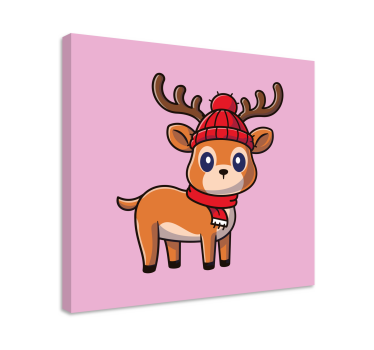 Paarden schilderij op canvas schattig cartoon hert - TenStickers