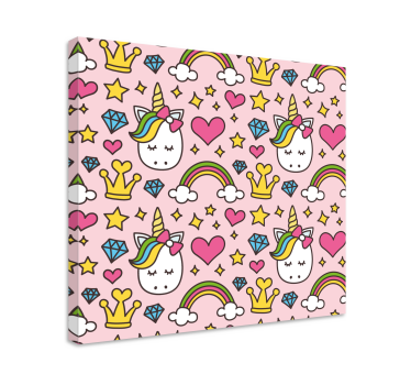 Canvas schilderij eenhoorn schattig eenhoorn patroon - TenStickers