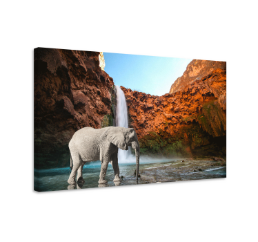 Canvas schilderij olifant majestueuze olifanten oase - TenStickers