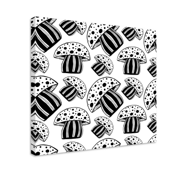 Canvas schilderij vis met paddenstoelmotief - TenStickers