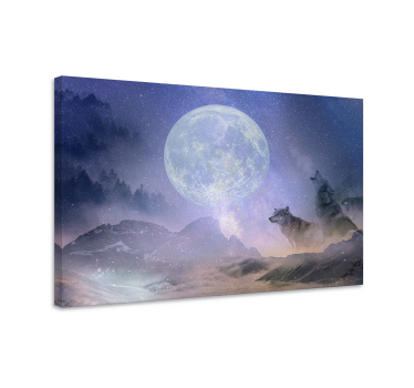 Canvas schilderij hond mystieke wolven huilend - TenStickers