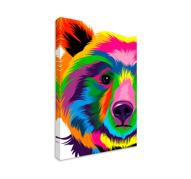 Geometrische canvas schilderij Kleurrijke beer - TenStickers