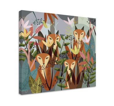Canvas schilderij dieren vossen in het bos - TenStickers