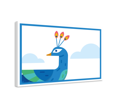 Gestileerde blauwe pauw Canvas schilderij dieren - TenStickers