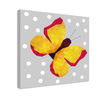 Gele geometrische vleugels Canvas schilderij vlinder - TenStickers