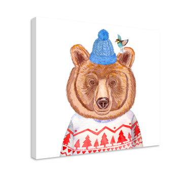 Canvas schilderij dieren schattige beer illustratie - TenStickers