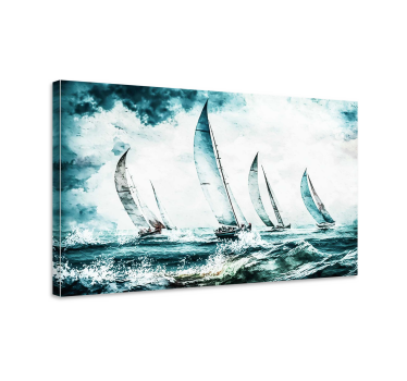 Zeilboten op zee Canvas schilderij eetkamer - TenStickers