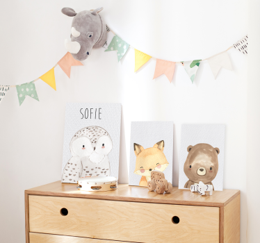 Vos cartoon canvas met naam - TenStickers