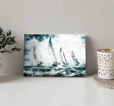 Zeilboten op zee Canvas schilderij eetkamer - TenStickers