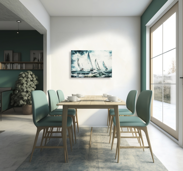 Zeilboten op zee Canvas schilderij eetkamer - TenStickers