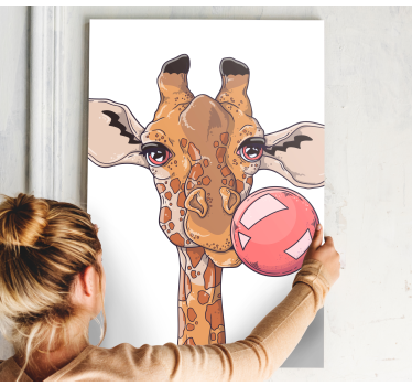 Andere dieren schilderij op canvas Giraf met kauwgom - TenStickers