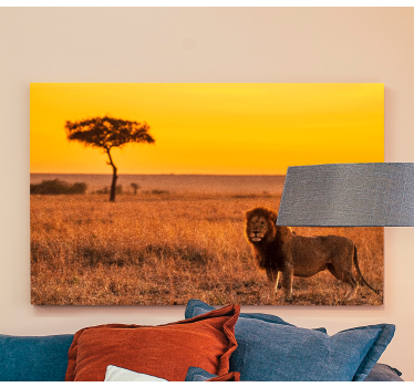 Andere dieren schilderij op canvas Wilde savanneboom in de avond - TenStickers