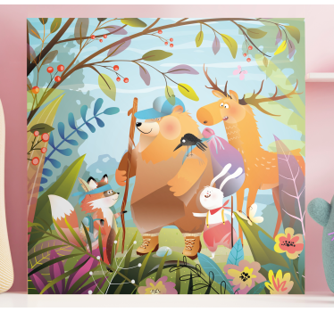 Bosvrienden avontuur Canvas schilderij dieren - TenStickers