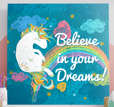 Canvas schilderij believe in your dreams eenhoorn  - TenStickers