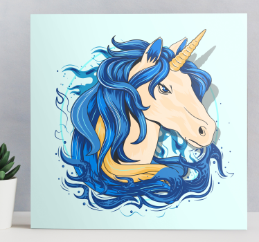 Canvas schilderij Echte eenhoorn in blauwtinten - TenStickers