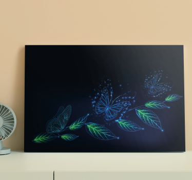 Canvas schilderij vlinders Neon bloemen en - TenStickers